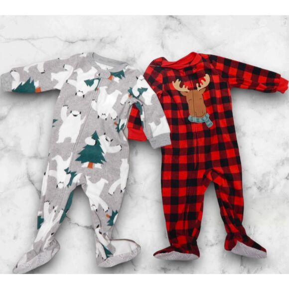 Carter's Other - Carter's 12 Months Fleece Footed Pajamas 2pc Bundle Set - Cozy Sleepwear